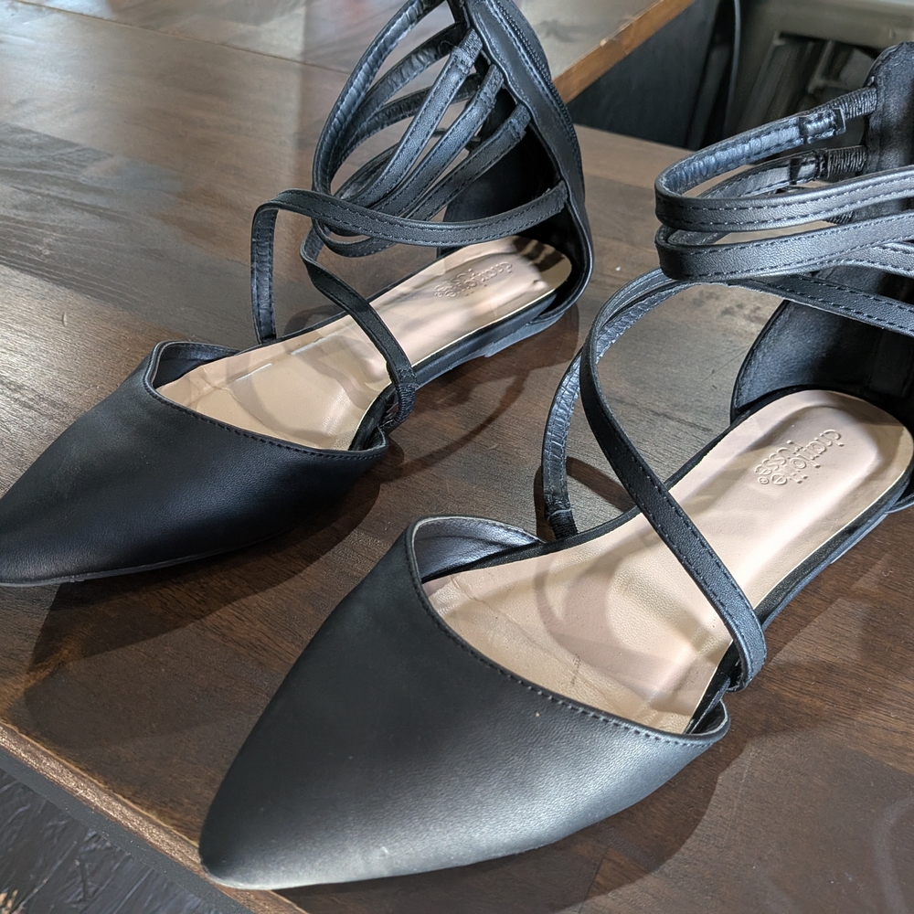 Charlotte Russe Black Strappy Flats